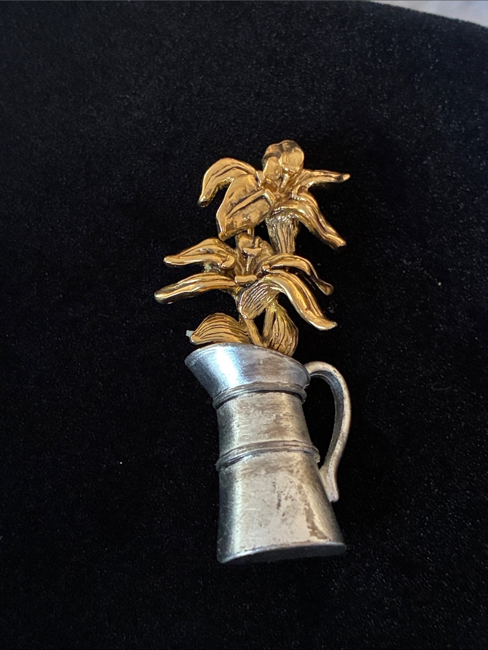 Two-Tone Gold Floral Bouquet in Silver Pitcher Accent